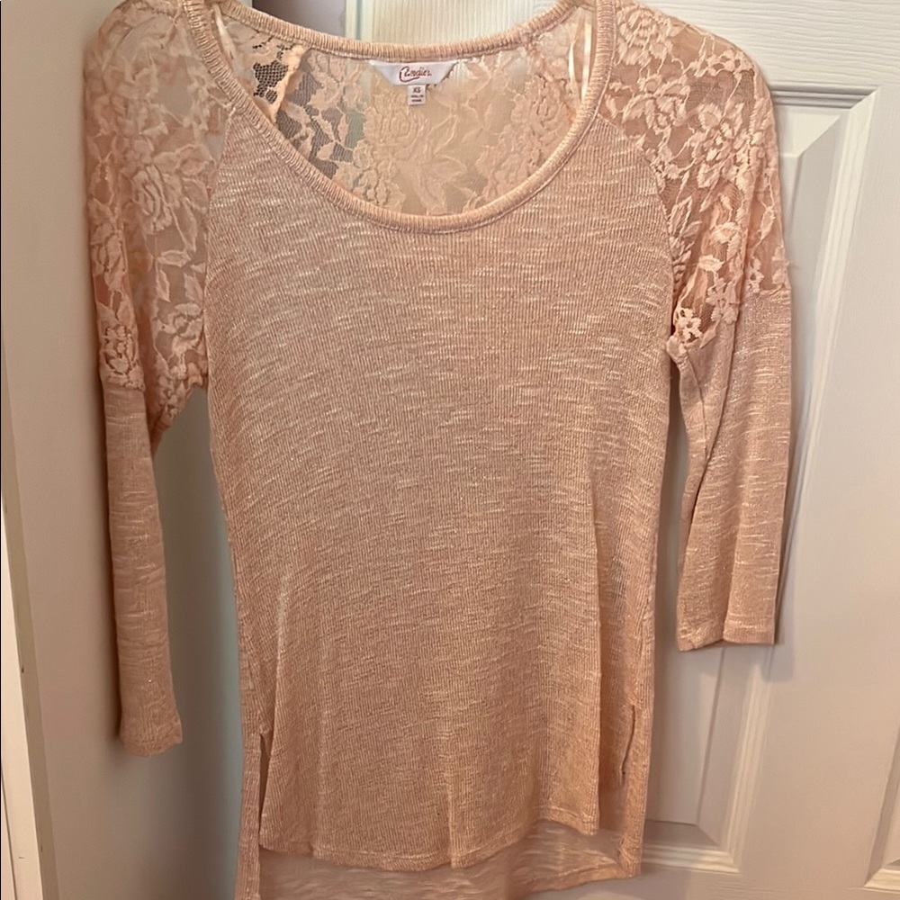 Cato Women's Lace Sleeve Top - Cream
